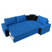 Угловой диван Николь (велюр голубой чёрный) - Изображение 1